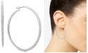 Lauren Ralph Lauren Silver-Tone Pav&eacute; In & Out Medium Hoop Earrings 
